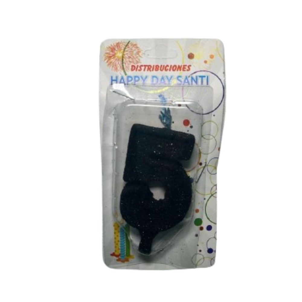 VELA NUMERO GRANDE #5 NEGRO