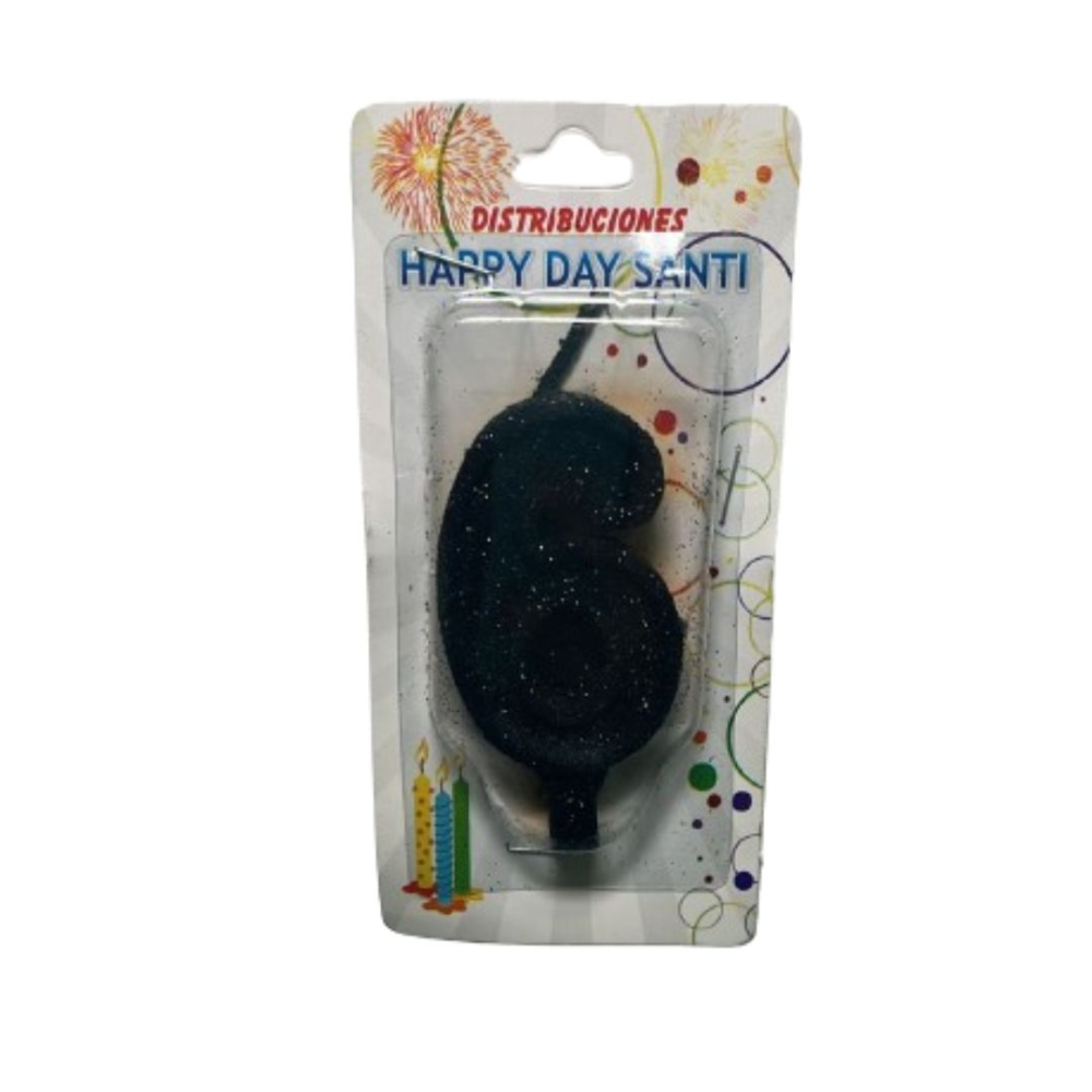 VELA NUMERO GRANDE #6 NEGRO