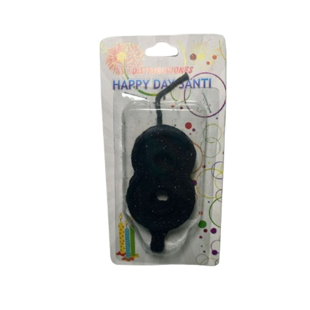 VELA NUMERO GRANDE #8 NEGRO