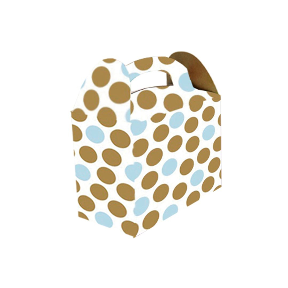 CAJA TEMATICA X 6 POLKA AZUL CLARO DORADO