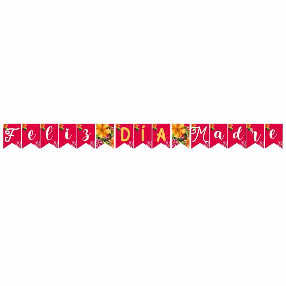GUIRNALDA ESPEJO PEQ FELIZ DIA MAMA BLANCO-FLORES