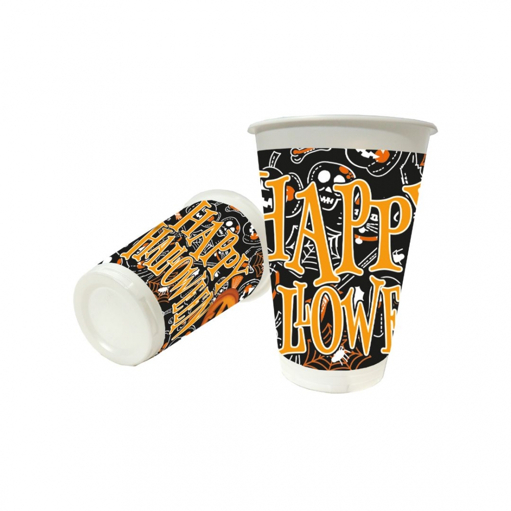 VASO HALLOWEEN X 12 HAPPY HALLOWEEN CALABAZA NEGRA 