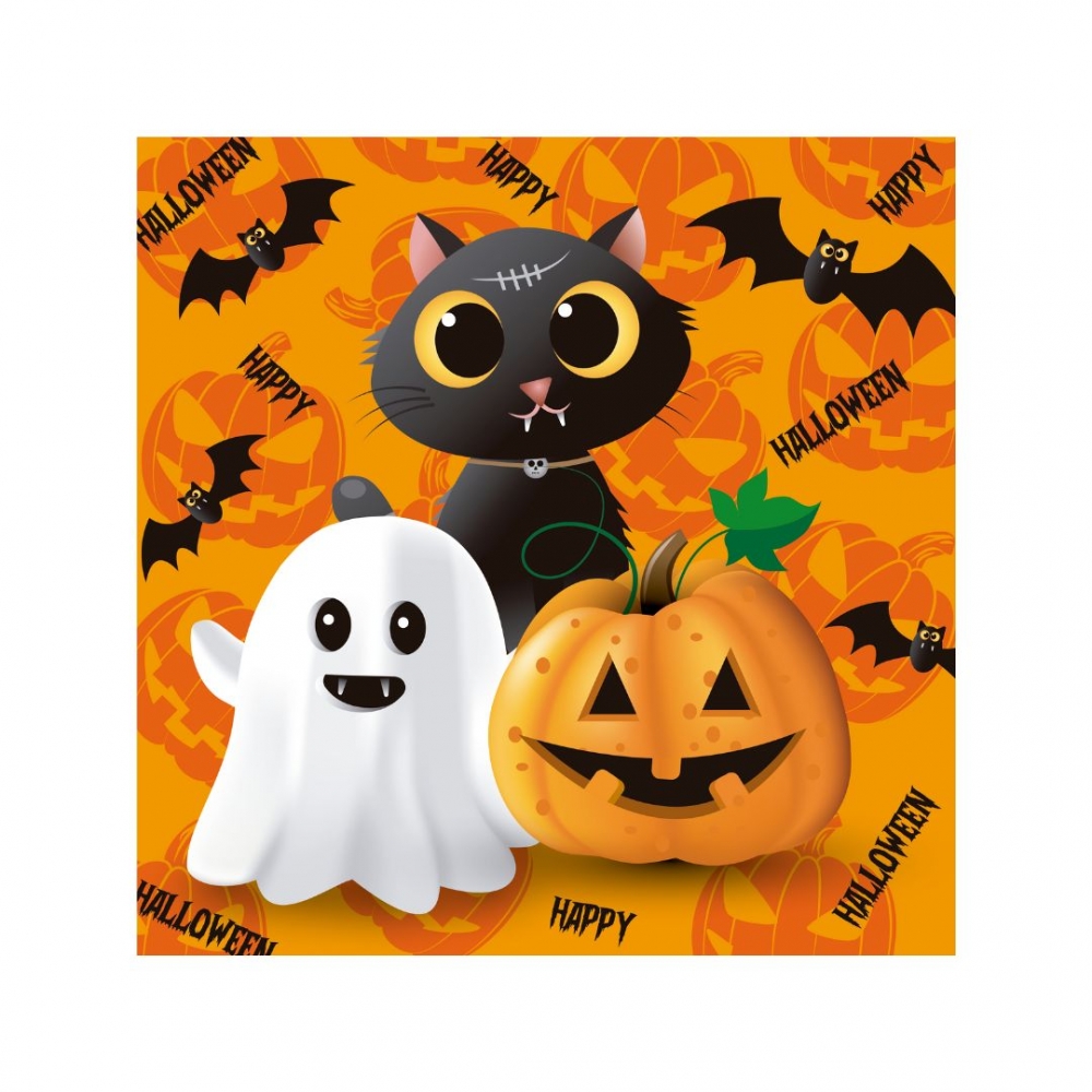 MANTEL HALLOWEEN GATO/FANTASMA/CALABAZA NARANJA 