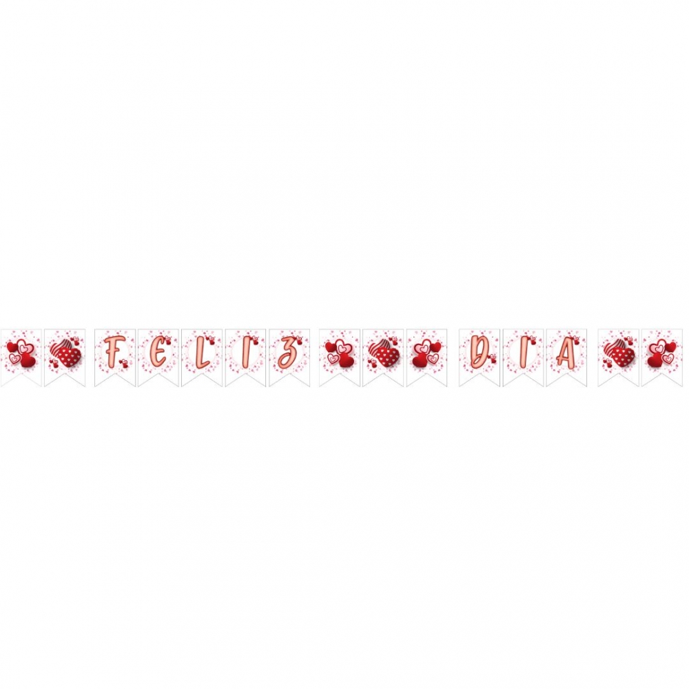 GUIRNALDA ESPEJO FELIZ DIA  HAPPY DAY CORAZONES