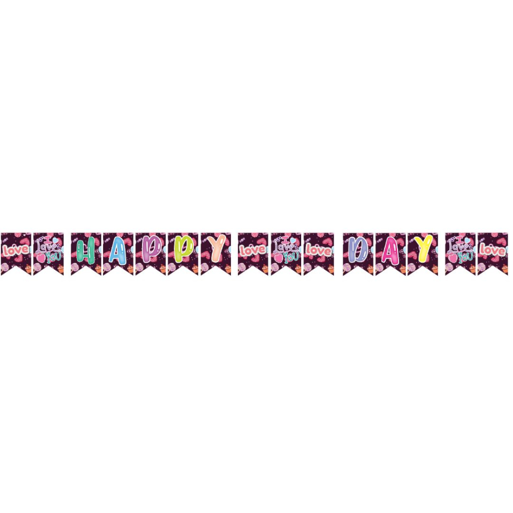 GUIRNALDA ESPEJO FELIZ DIA  HAPPY DAY MORADO