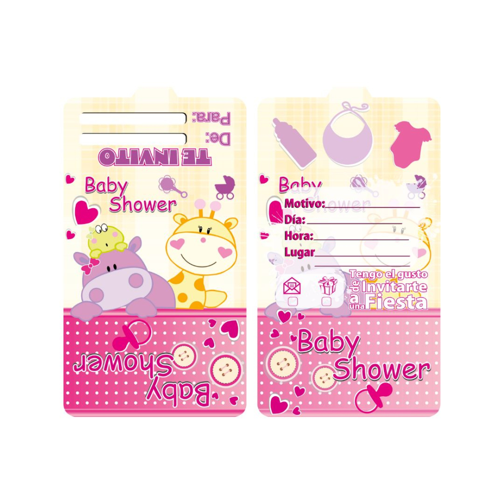 TARJETA TEMATICO X 12 SHOWER NINA ROSA