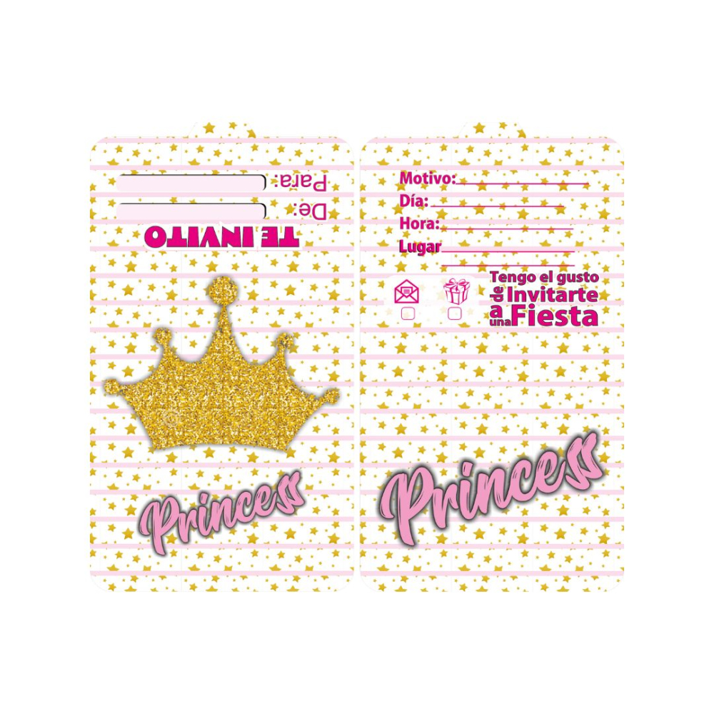 TARJETA TEMATICO X 12 CORONA DE PRINCESAS 