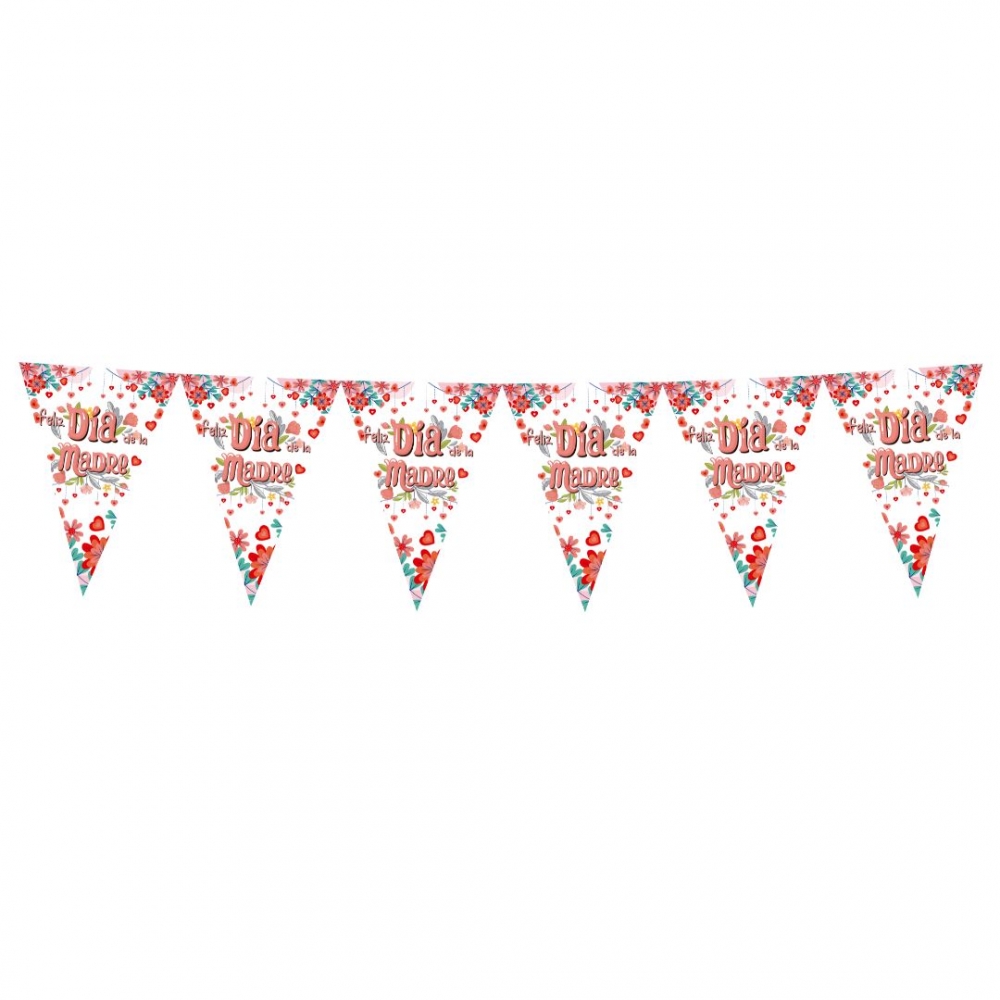 BANDERIN FELIZ DIA MAMA BCO-ROJO  BAN-16-1