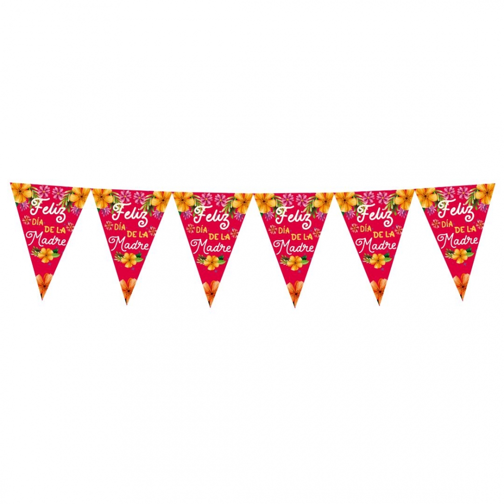 BANDERIN FELIZ DIA MAMA BCO-ROJO  BAN-16-2