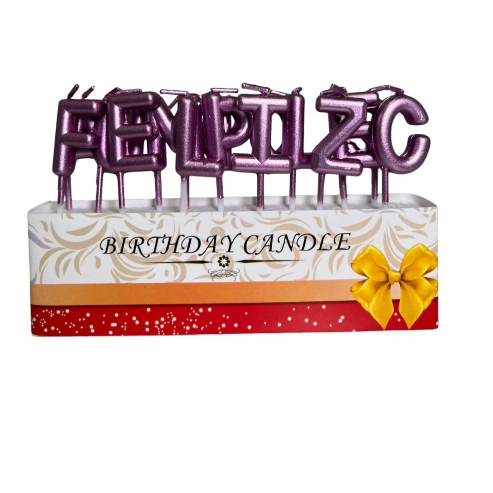 VELA LETRAS FELIZ CUMPLEAÑOS METALIZADA  ROSADO