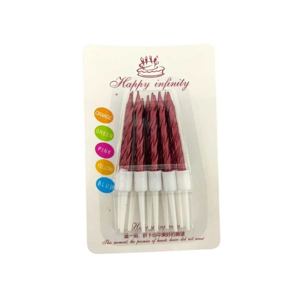 VELA PALITO CROMADA PEQUEÑA X 10  ROJO