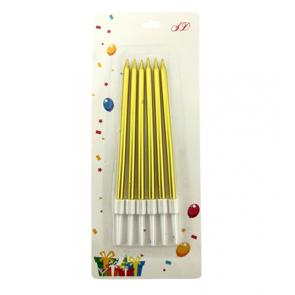 VELA PALITO METALIZADA X 6  DORADO