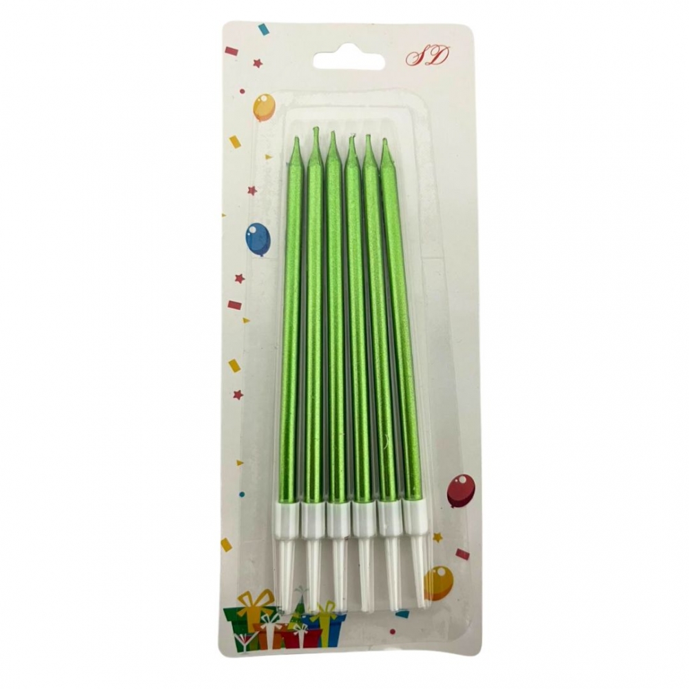 VELA PALITO METALIZADA X 6  VERDE