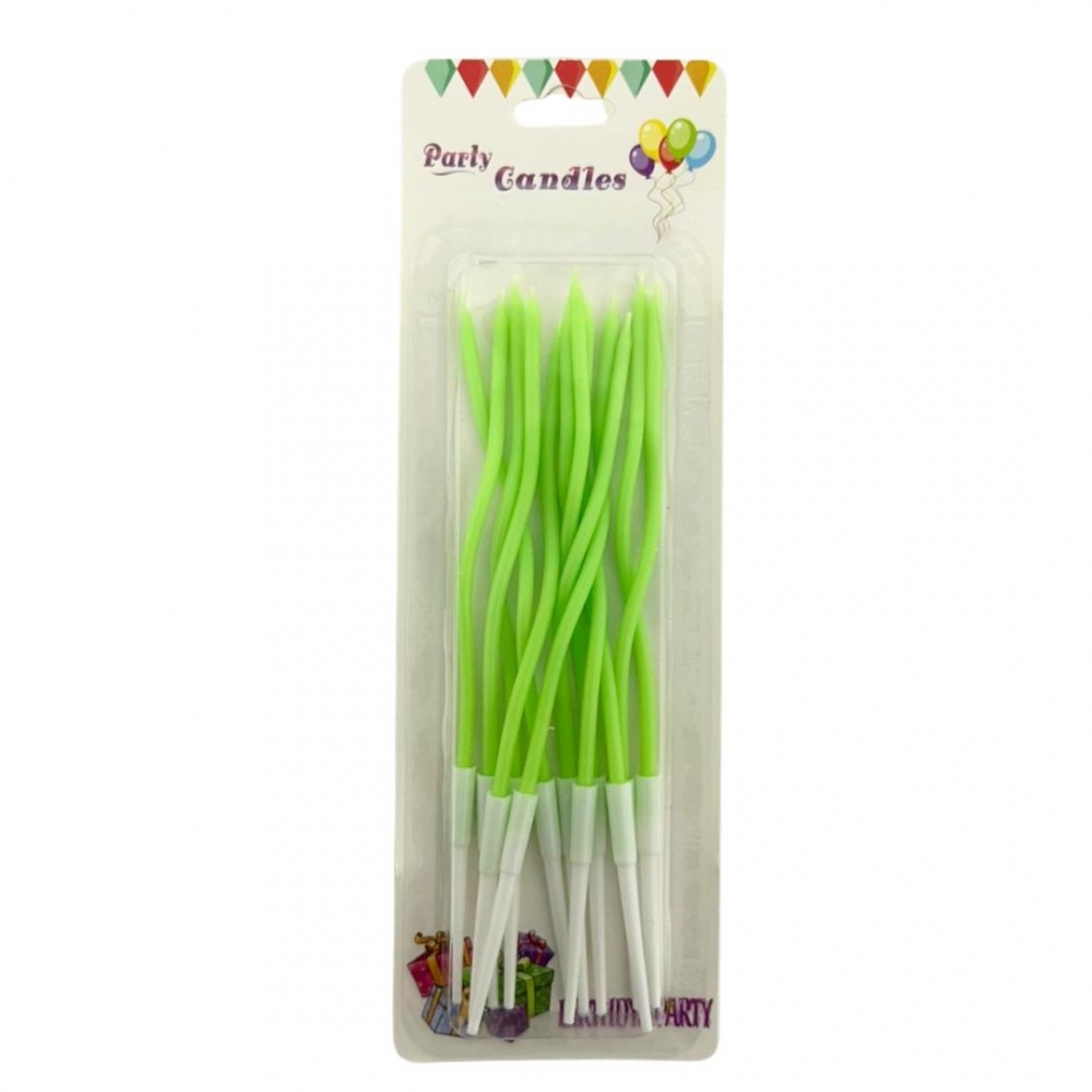 VELA ESPIRAL LARGA PASTEL X 12  VERDE