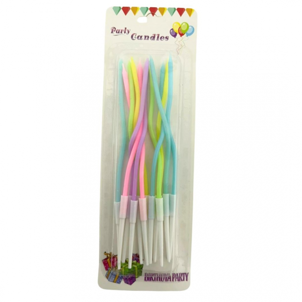 VELA ESPIRAL LARGA PASTEL X 12  MULTICOLOR