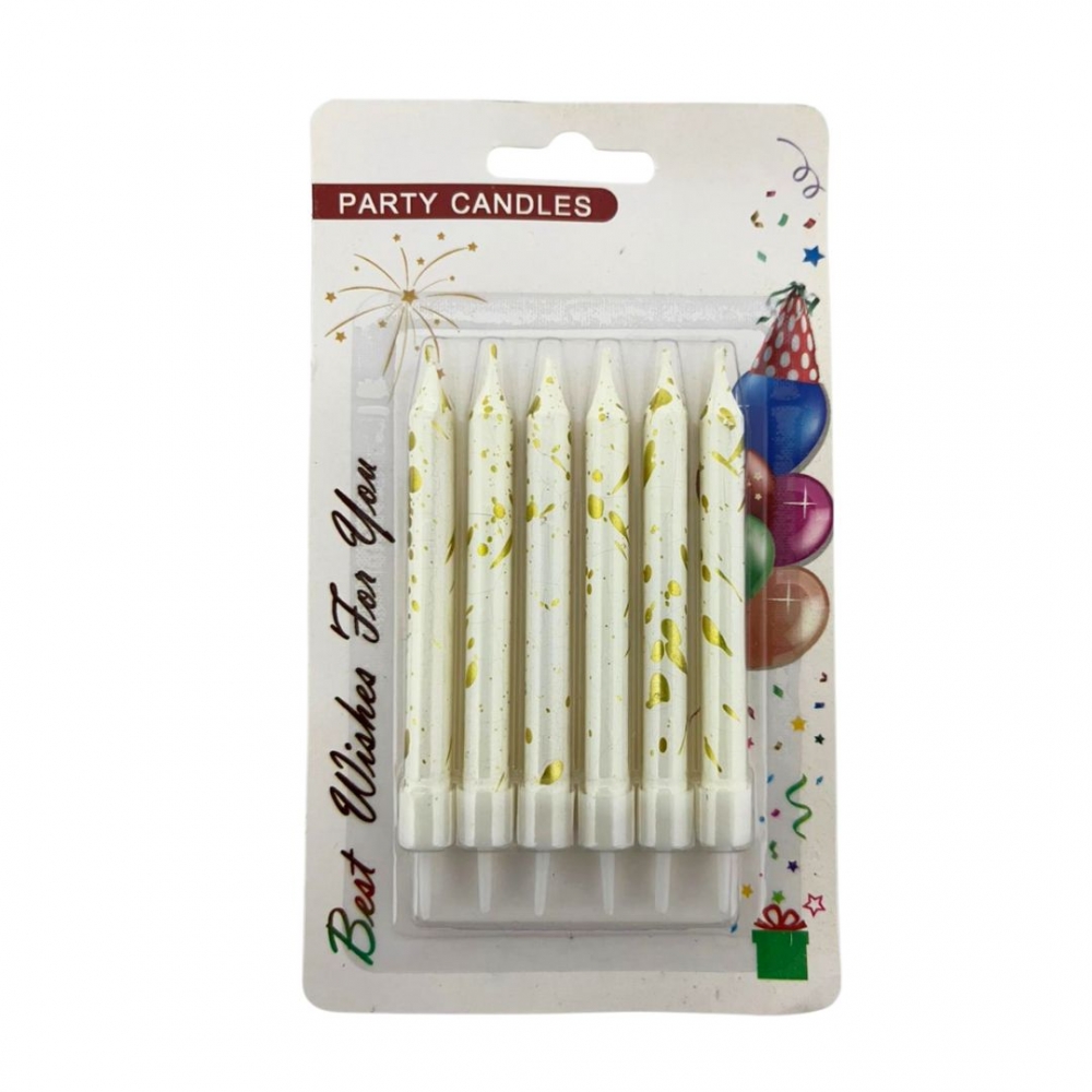 VELA PALITO CORTA CHISPIADA  BLANCO<br>