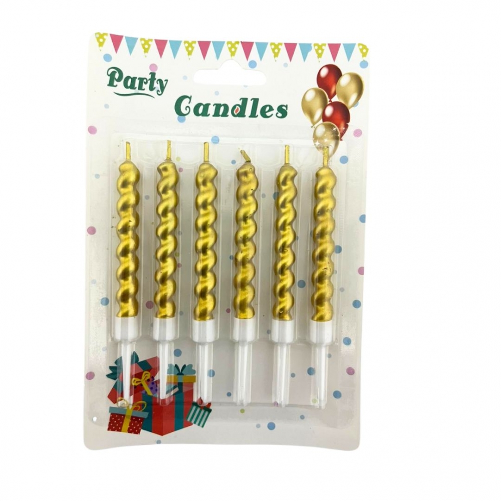 VELA ENTORCHADA CROMADA X 6  DORADO