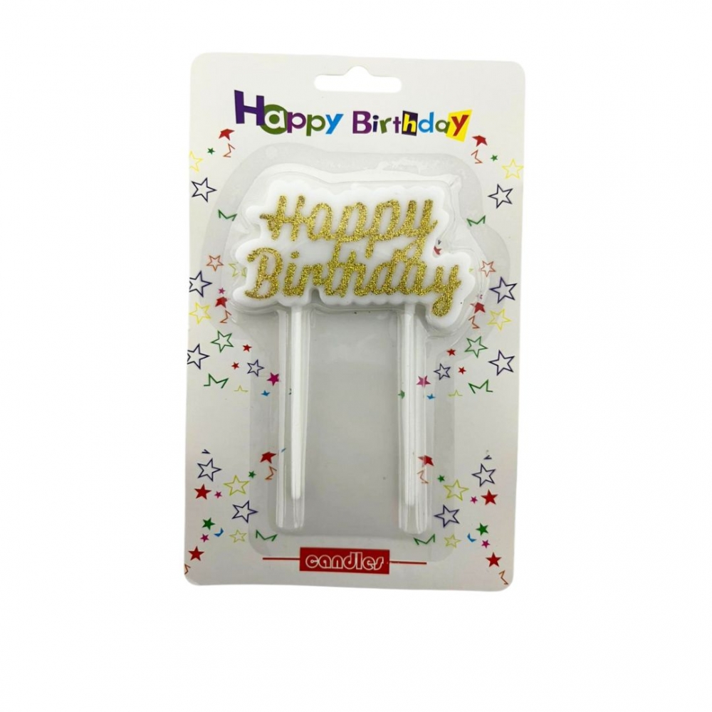 VELA BLOQUE HAPPY BIRTHDAY  DORADO