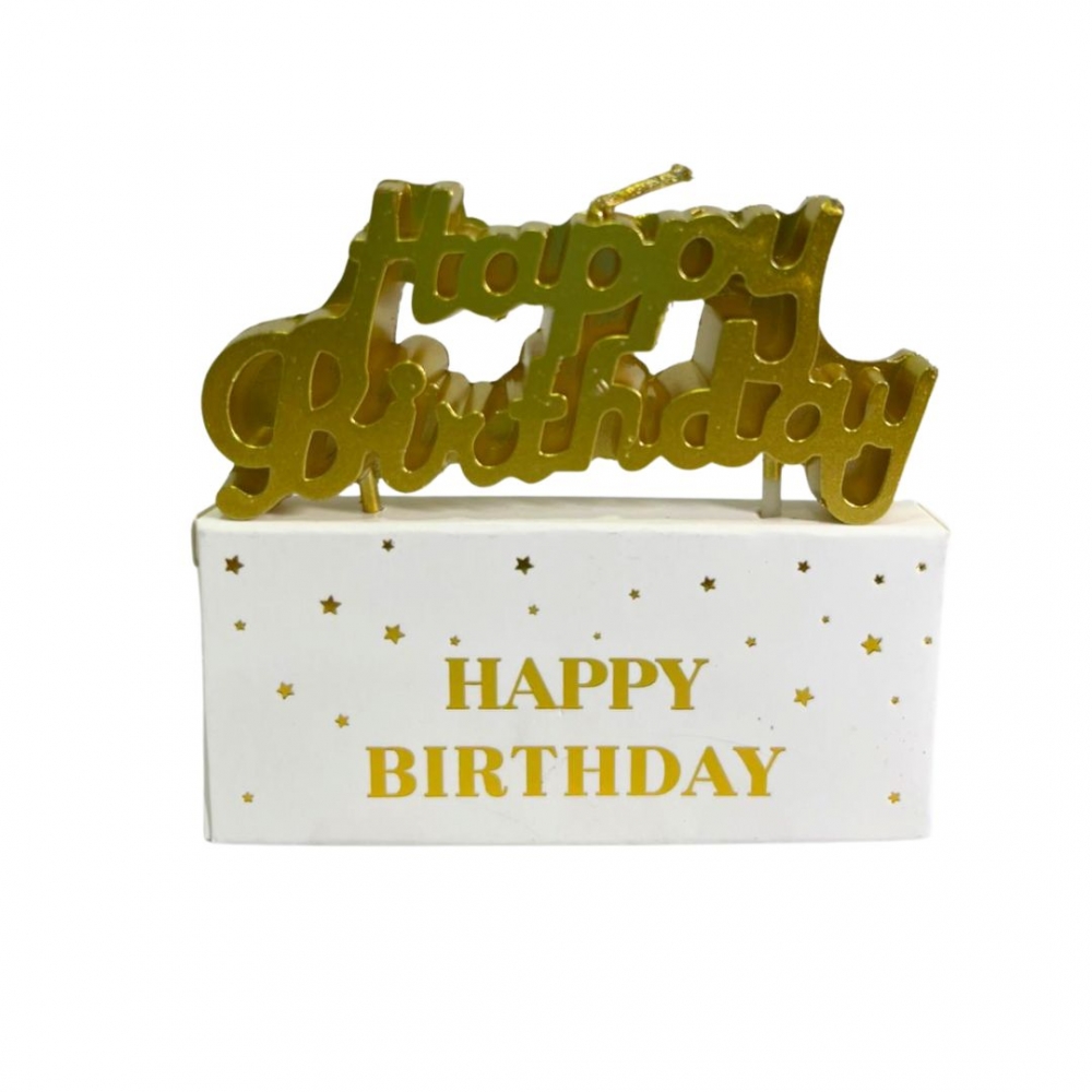 VELA LETRERO HAPPY BIRTHDAY  DORADO